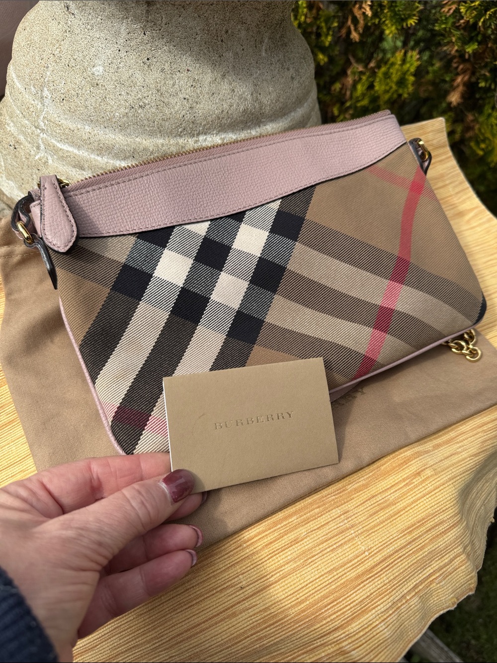 Burberry Pink Sequin Check Canvas Crossbody Purse - Picture 5 of 13
